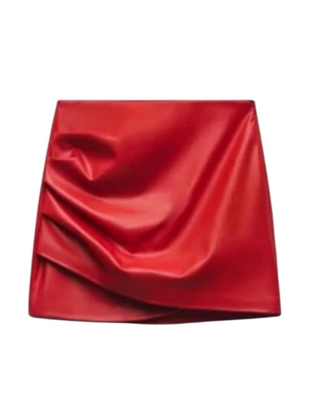 Zara Red Faux Leather Draped Mini Skirt Size S Small NWT